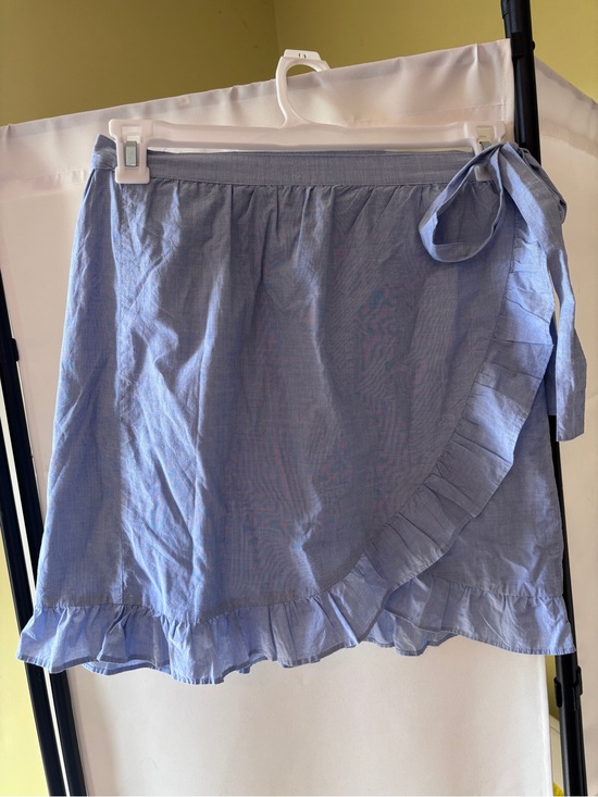 J. Crew Dresses & Skirts - J. Crew Light Blue Ruffle Tie-Wrap Mini Skirt